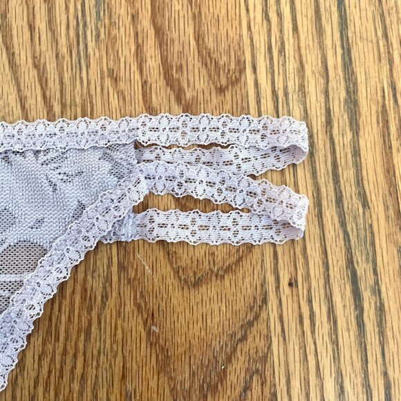 NEW NWT VS PINK VICTORIA'S SECRET Lace Strappy Thong Panty Lilac Lavender Purple - Picture 5 of 14
